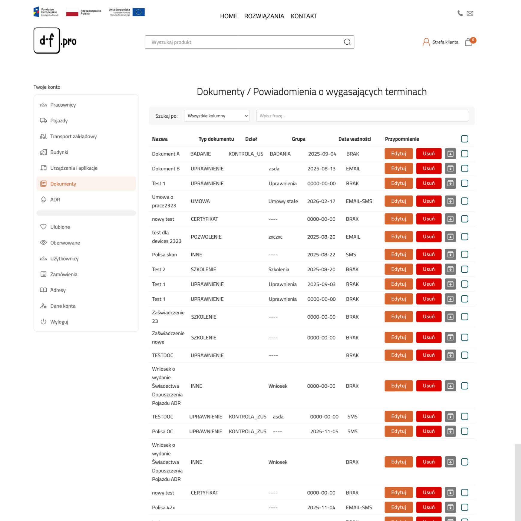 D-F.pro - Aplikacja chmurowa SaaS do zarządzania firmą